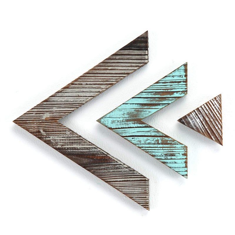 J JACKCUBE DESIGN Rustic Wood Chevron Arrows Farmhouse wall dÃ©cor Triangle shaped Boho Style Hanging Vintage Art Signs Set of 3 for Home - MK540A - Image 5